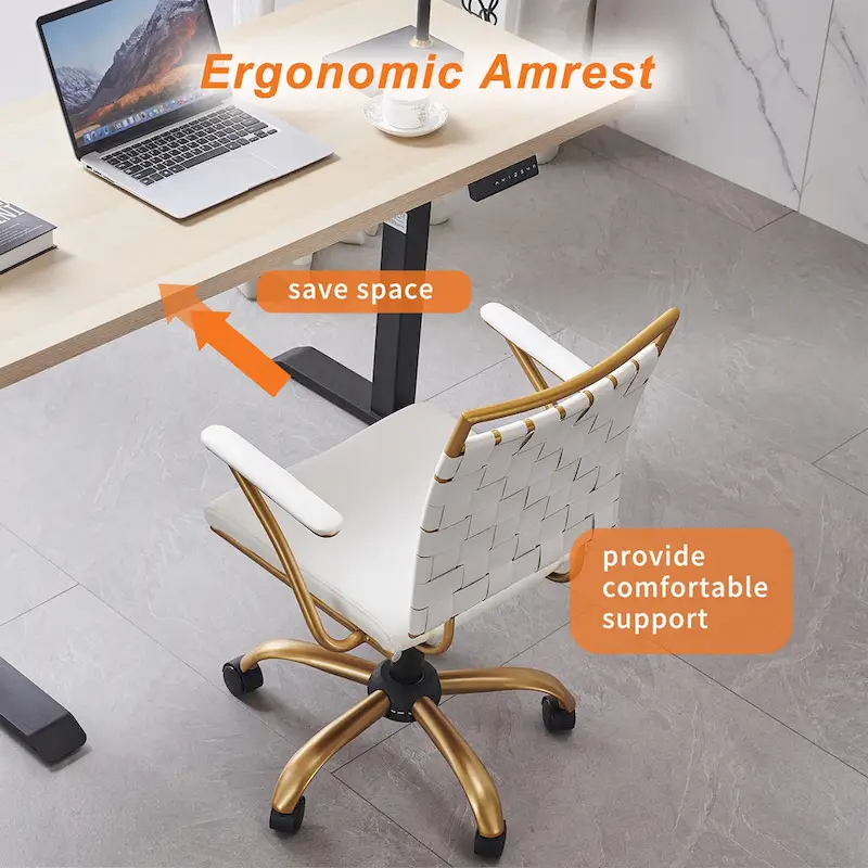 CAROCC Home Office Desk Chair Gold with Throw Pillow