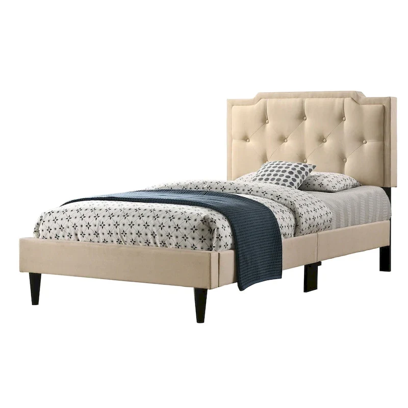 Deb Transitional Tufted Upholstered Panel Bed