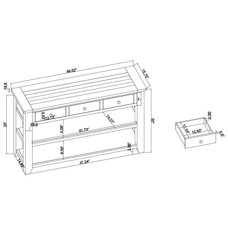 Console Table with 3 Drawers and 2 Open Shelves