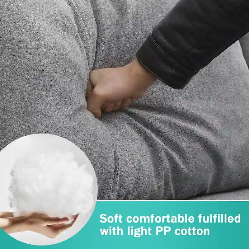 91*91 Modern Upholstered Living Room Sectional Sofa, L Shape Furniture Couch with 3 Pillows