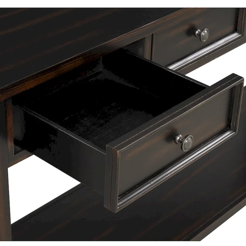63 Pine Wood Console Table with 4 Drawers and 1 Bottom Shelf