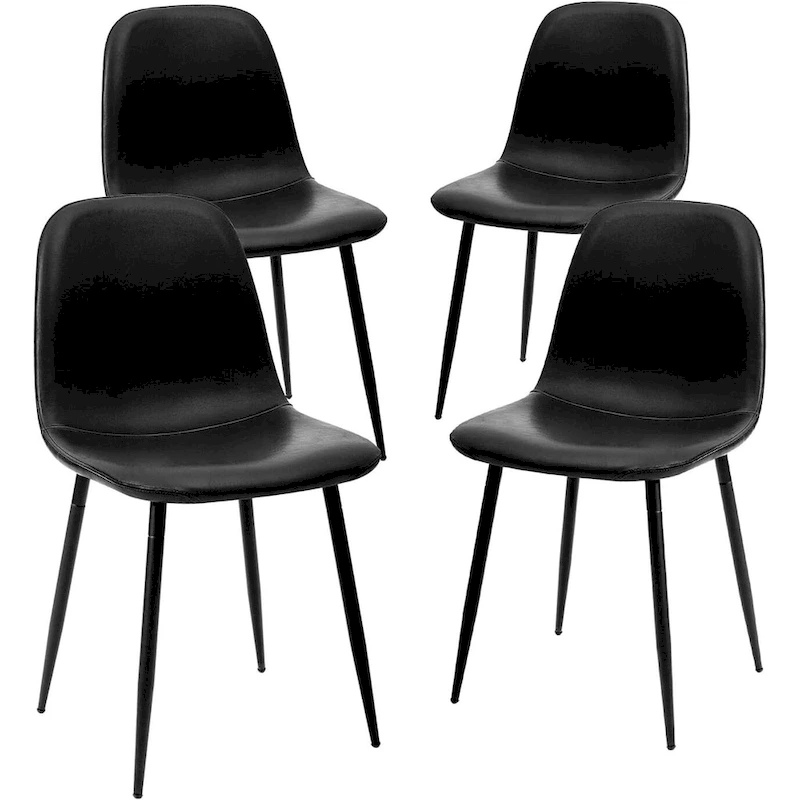 CangLong modern Upholstered Dining Chair in Faux Leather,Set of 4