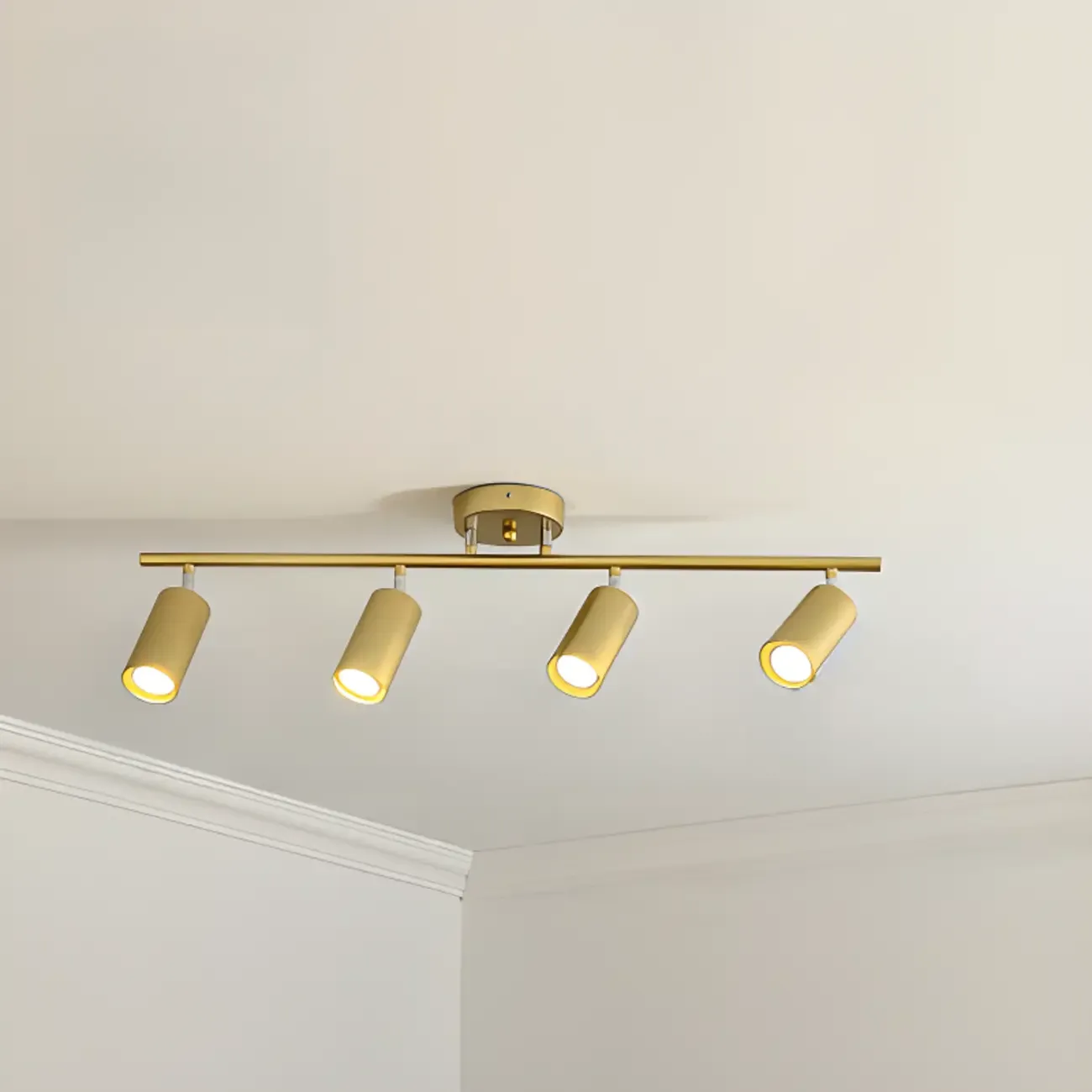 Modern Cylinder Semi-Flush Mount Metal Track Light