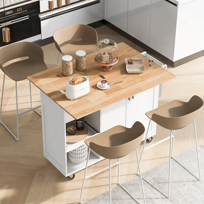 Kitchen Island With Foldable Counter Top(no include stool)