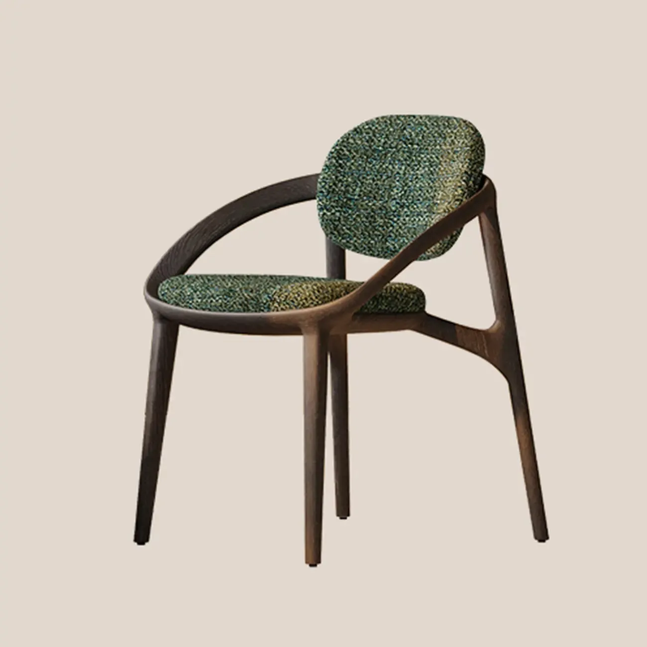 Mid-Century Modern Wooden Dining Chair with Arms