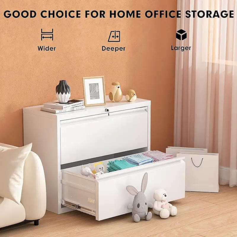 36 W 2 Drawer Metal Lateral File Cabinet with Lock