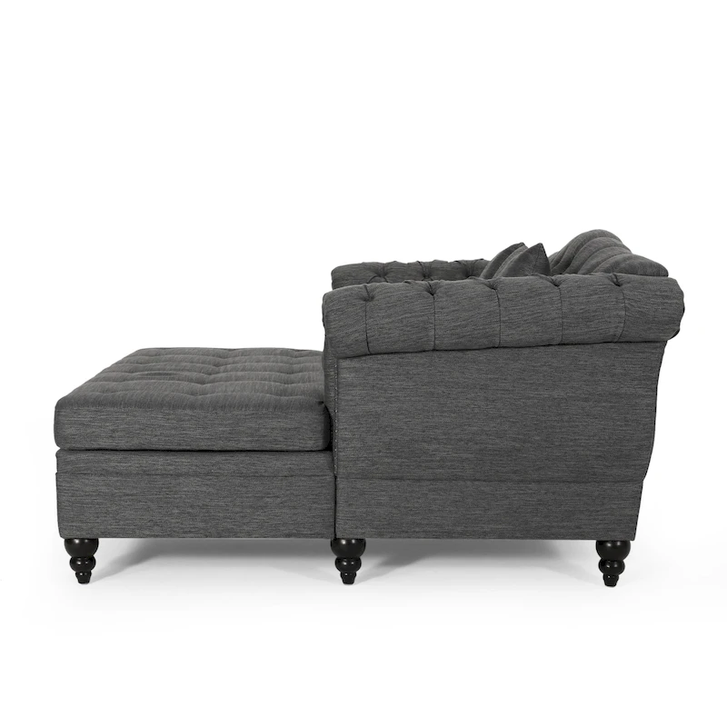 Wellston Tufted Double Chaise Lounge by Christopher Knight Home - 62.50 L x 58.50 W x 34.00 H