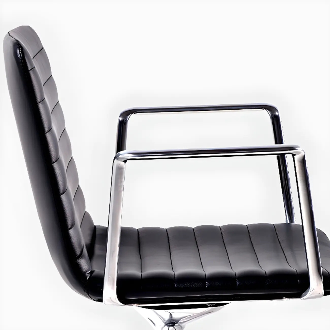 Modern Black Leather Metal Adjustable Swivel Office Chair