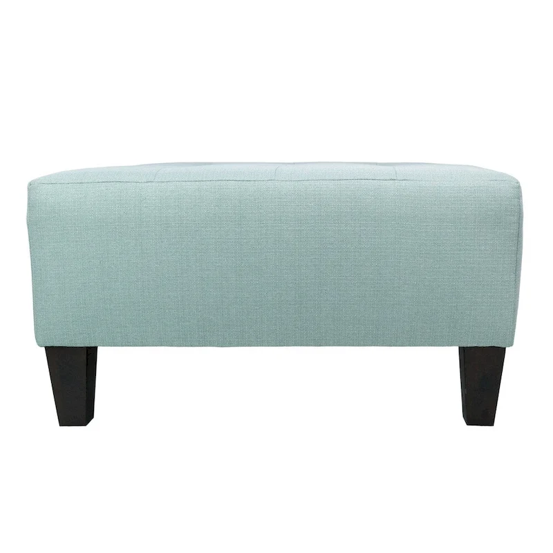 MJL Furniture MAX Button Tufted Upholstered Square Blue Ottoman