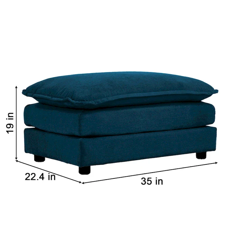 4 - Piece Upholstered Sectional Sofa with Ottoman Blue