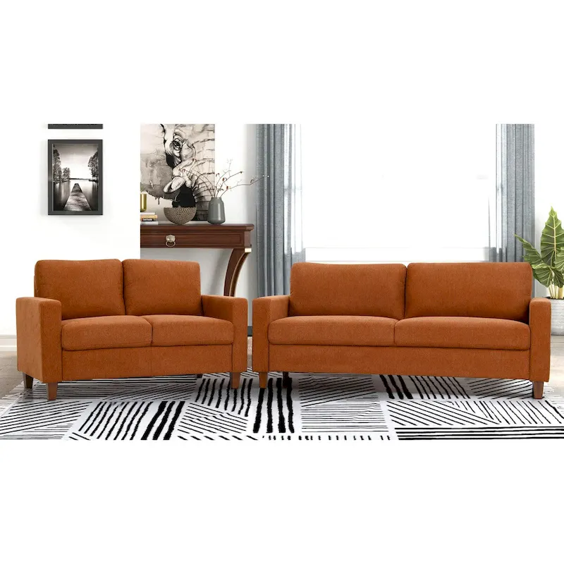 Transitional Upholstered 2 Peice Living Room Sofa Set