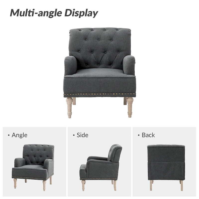 Geltrude Traditional Upholstered Accent Chair with Button Tufted Back Set of 2 by HULALA HOME