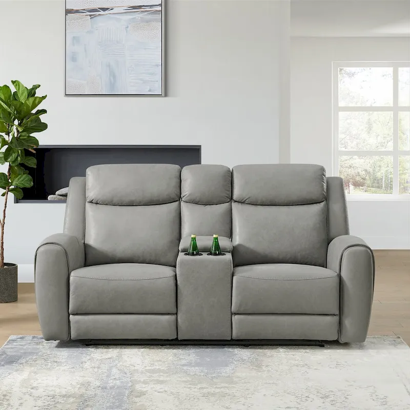 Roundhill Furniture Wesley 2-Piece Transitional Reclining Set, Gray