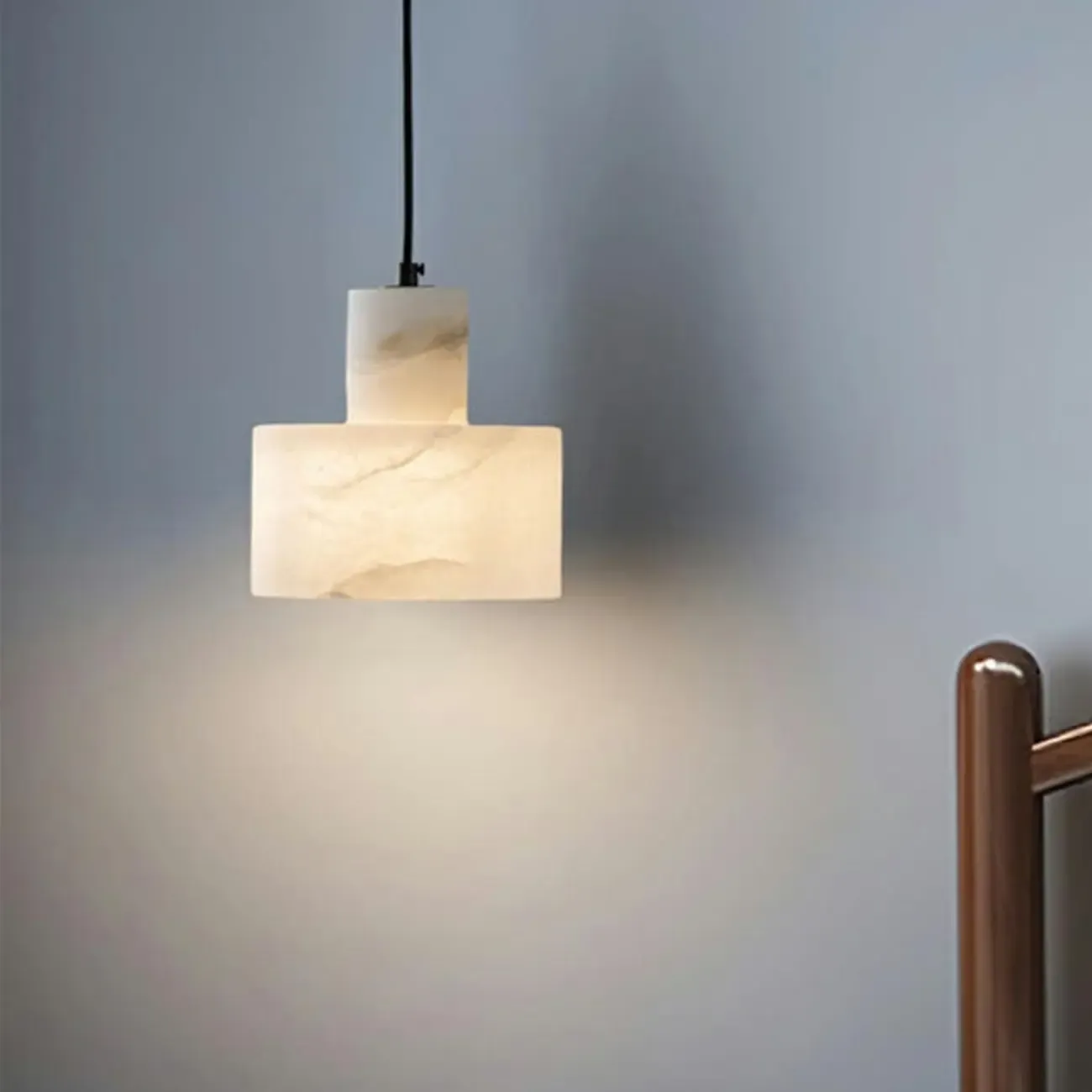 Modern White Marble Cylinder Kitchen Pendant Light