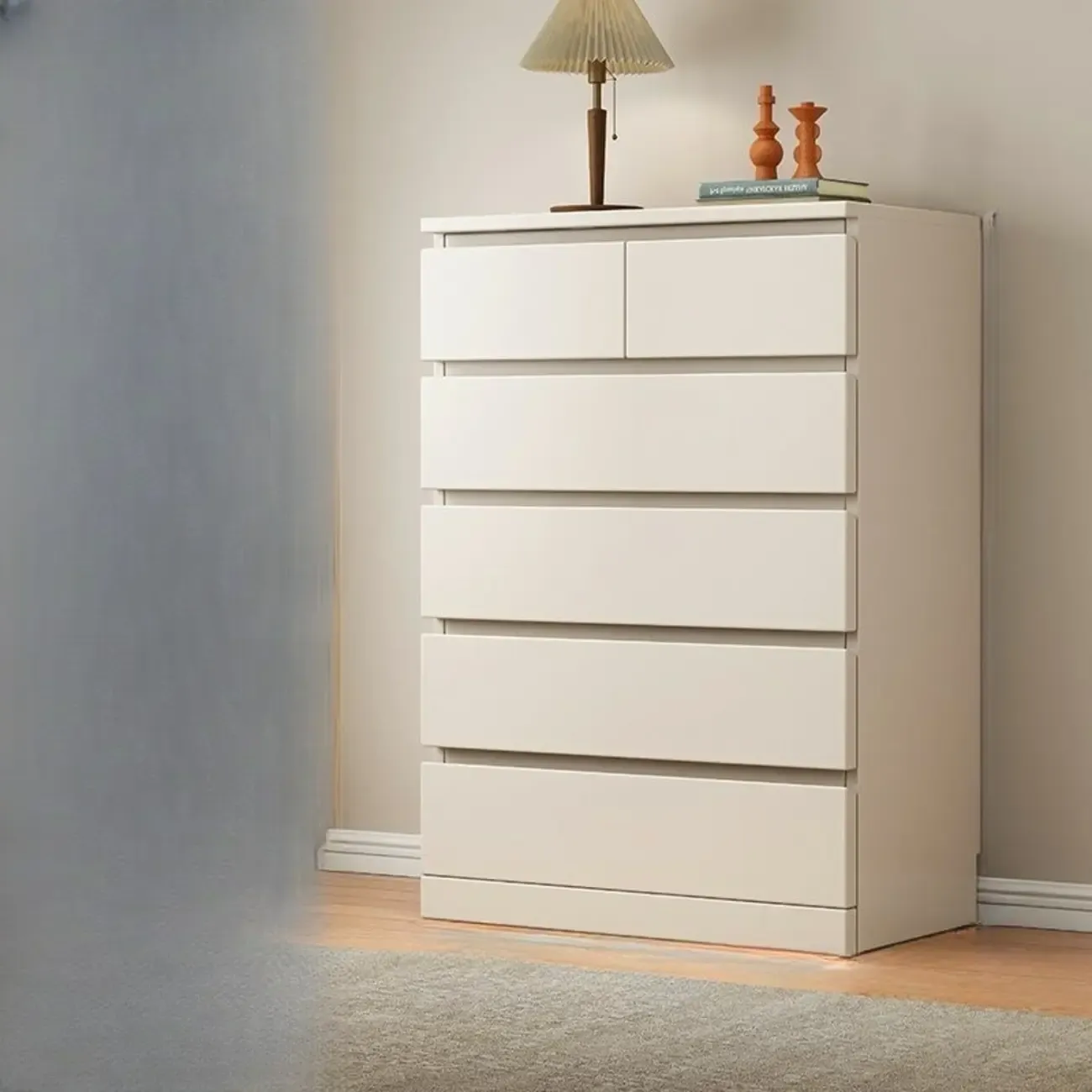 Modern Natural Wood Gloss Surface Dresser with 8-Drawers