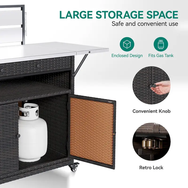 54.3 Wicker Bar Cart