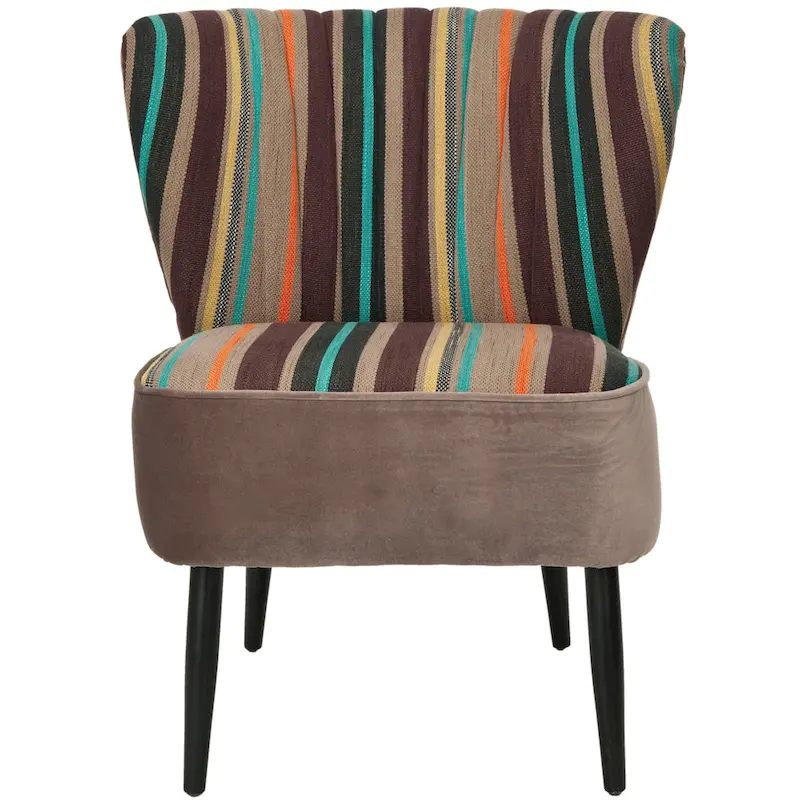 SAFAVIEH Lauryne Mid-Century Rainbow Striped Accent Chair - 24.4 x 28.3 x 29.9 - 24Wx28Dx30H
