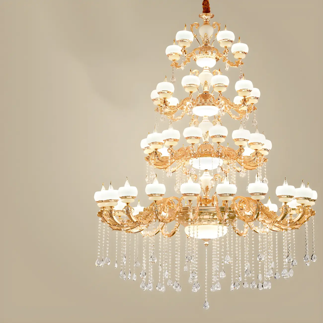 Large Gold Multi-Tier up Light Crystal Pendant Ceiling Chandelier