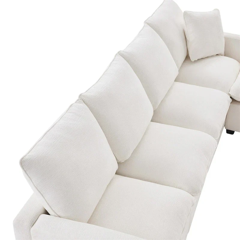 Modern L Shape Modular Sofa,Chenille Sectional Couch Set w/2 Pillows