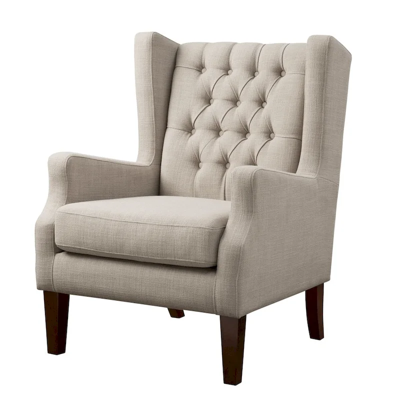 Madison Park Roan Linen Button Tufted Wing Chair