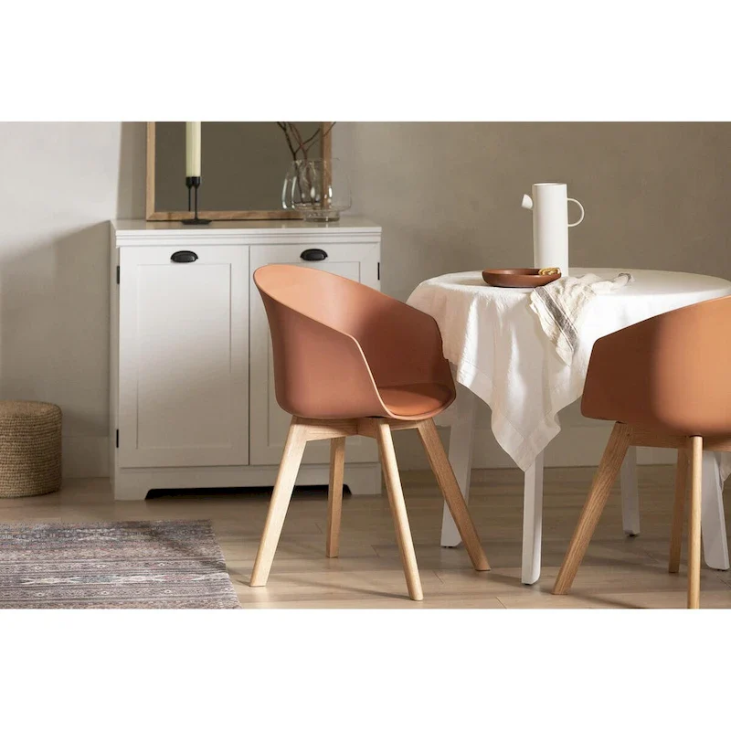 Set of 2 Dinning Chair with Beech Wood Legs