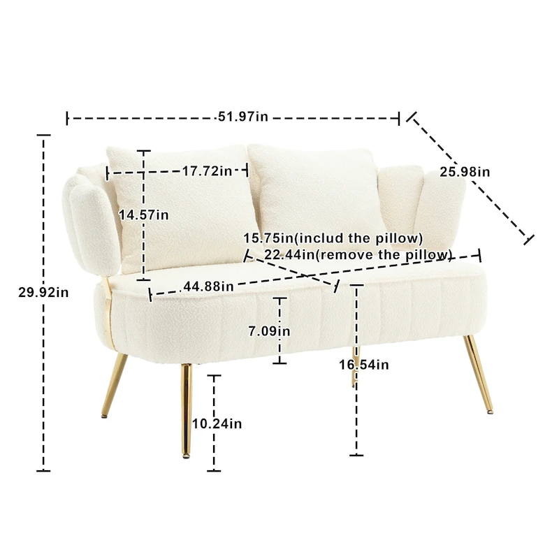 Modern Upholstered Armsofa Tufted Sofa with Metal Frame