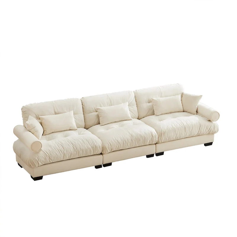 Modular Sectional Sofa - Velvet, 5-Seat, Cloud Cushion, Bolster Armrests, 130W, Configurable