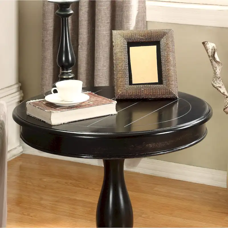 Round Wood Pedestal Side Table