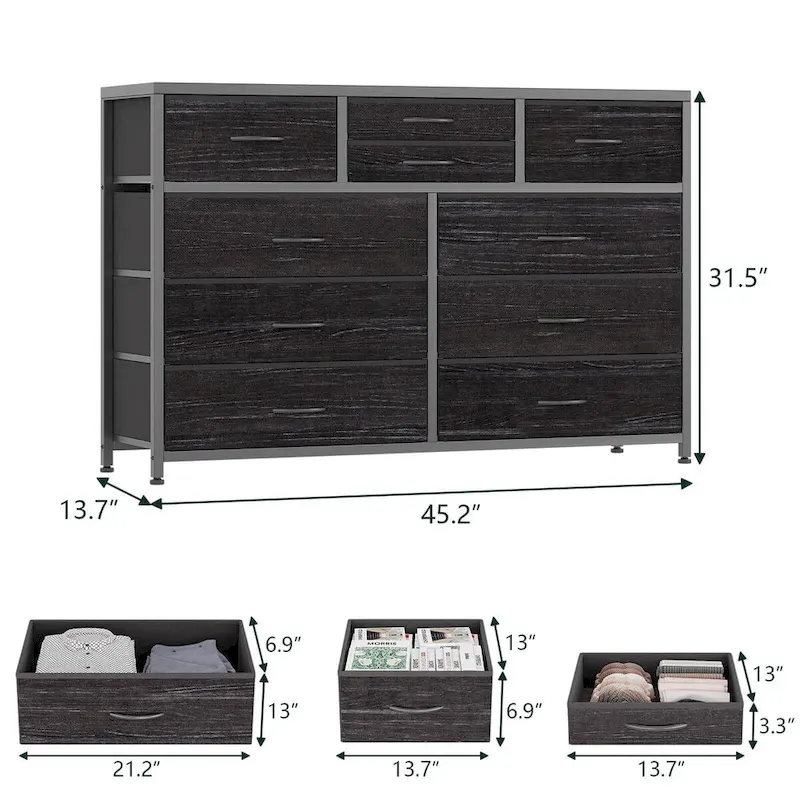 10 Drawer Dresser TV Stand - 55 inches
