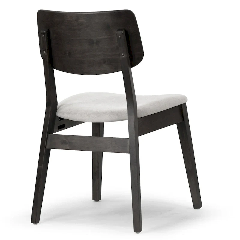 Set of 2  Black Wood Chair with Light Grey Fabric Seat