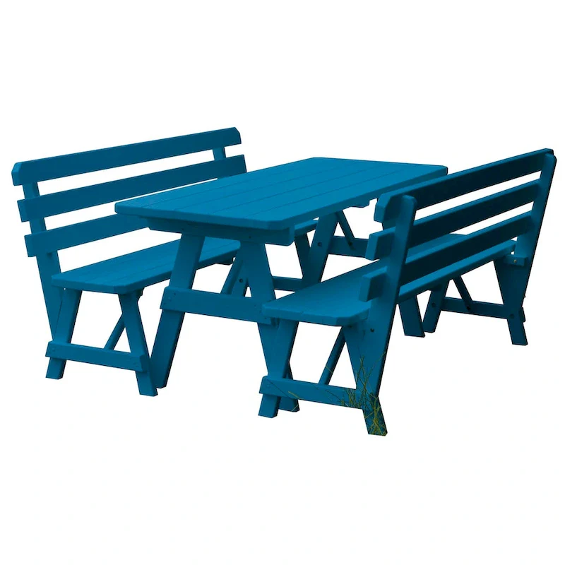 Pine 8' Picnic Table with 2 Backed Benches