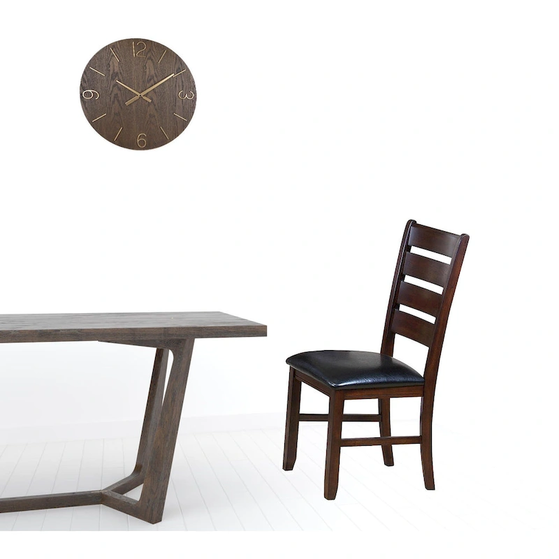 Faux Leather Ladder Back Side Chairs and Solid Wood Set of 2 - 23 L x 20 W x 40 H