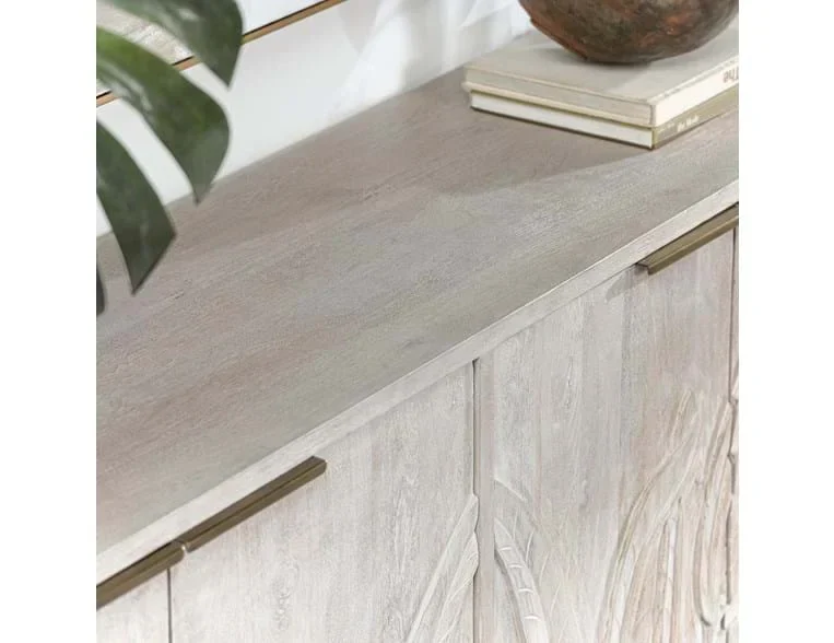 Ledro Mango Wood 4Dr Cabinet White Wash