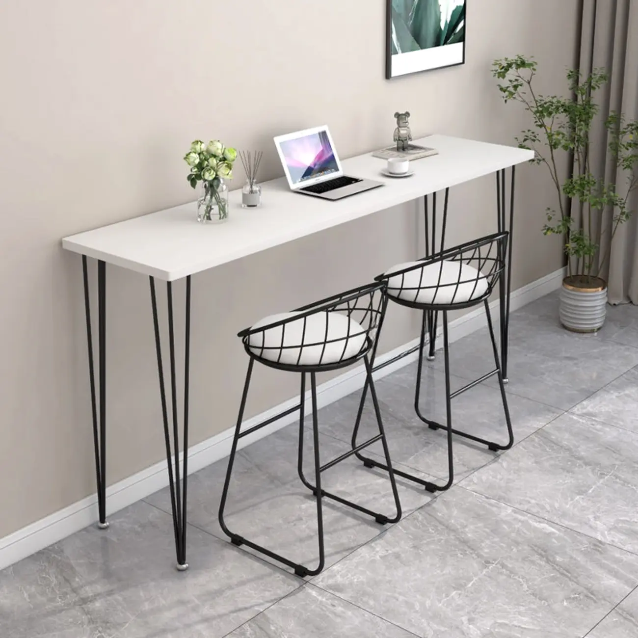 Modern White Wooden Minimalist Design Bar Tables