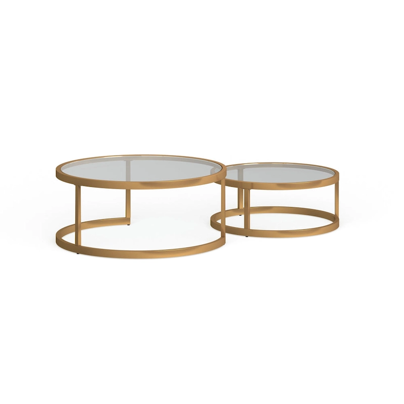 SEI Furniture Grant Round Gold Nesting Coffee Table - Set of 2