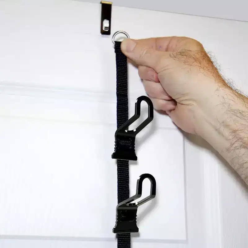 Black 9-Hook Over-the-Door Cap Rack, Holds 16 Caps