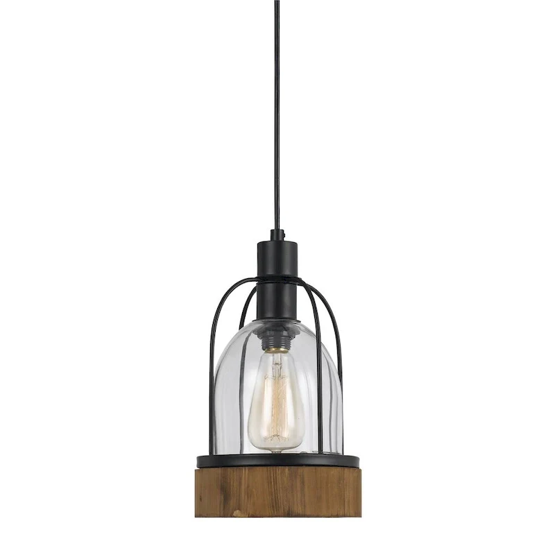Beacon Bronze Finish Steel Wood Glass Pendant Light