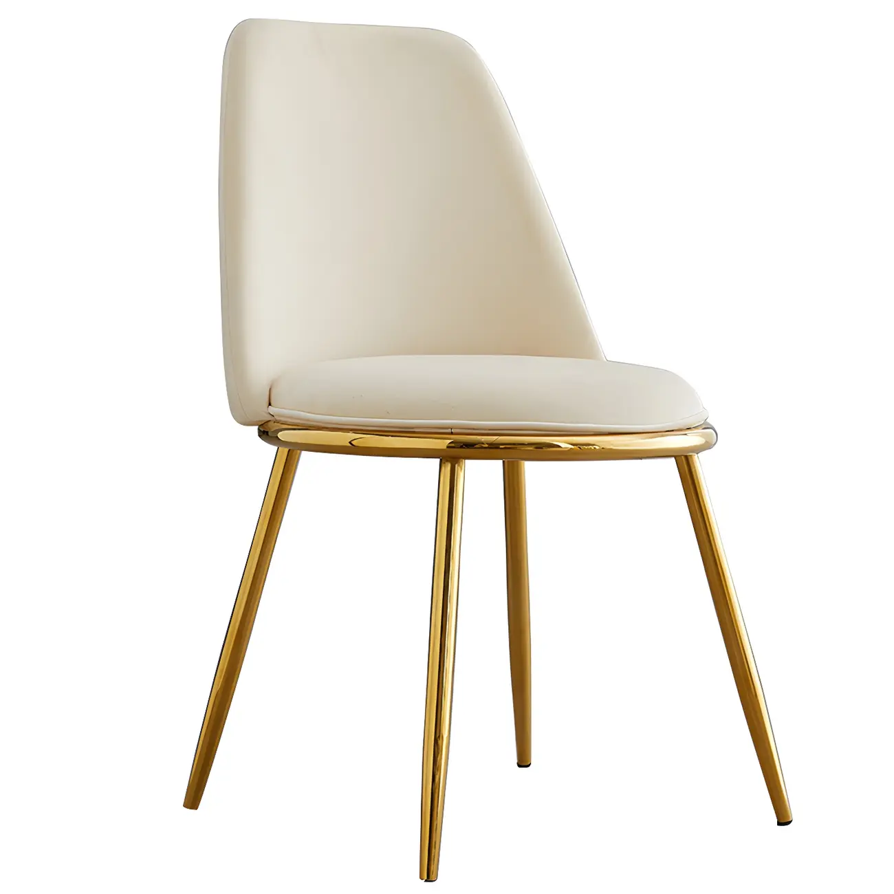 Glam Scandinavian Leather Armless Dining Chairs Metal Frame