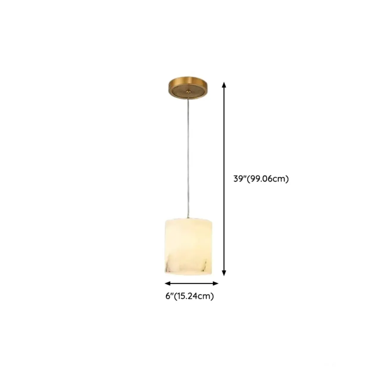 1-Light Gold Stone Square Hanging Pendant Light