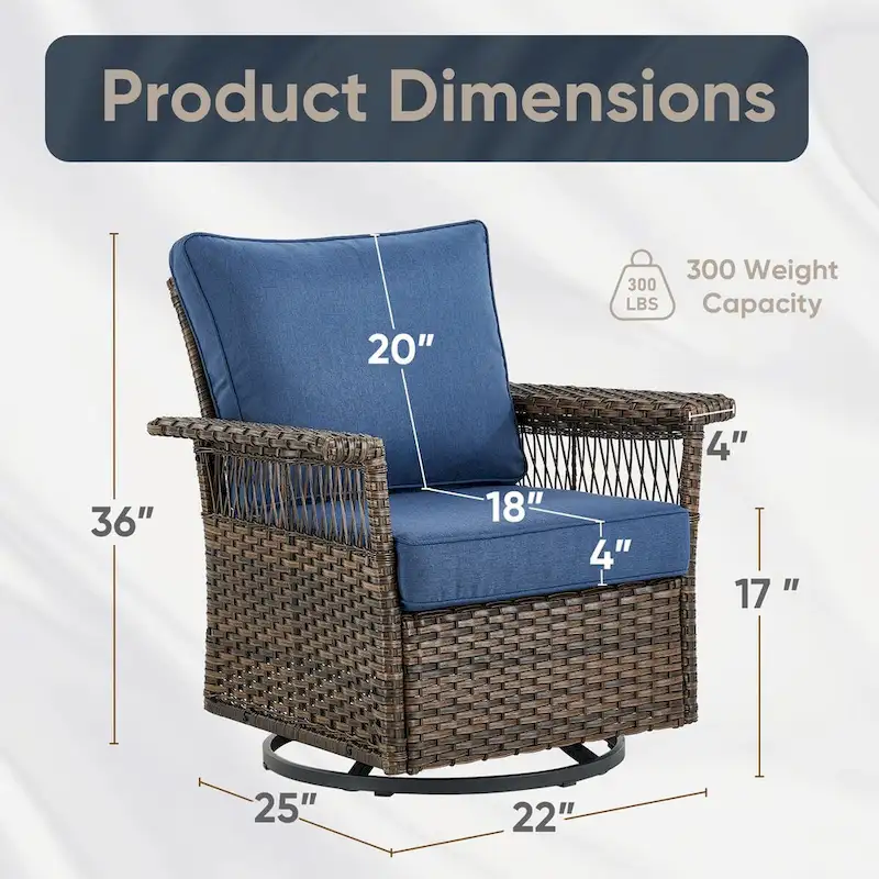 Patio Chairs Rocking Swivel Chiar - 2 Piece - Brown