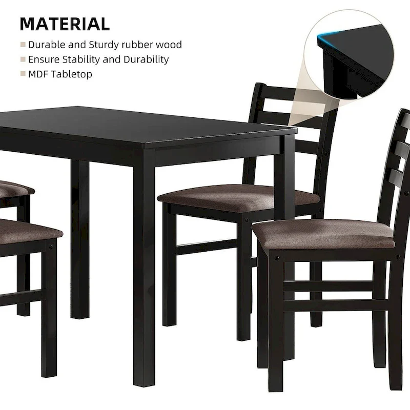 5 PCS Pub Sets Stylish Dining Table Set with 4 Upholstered Chairs