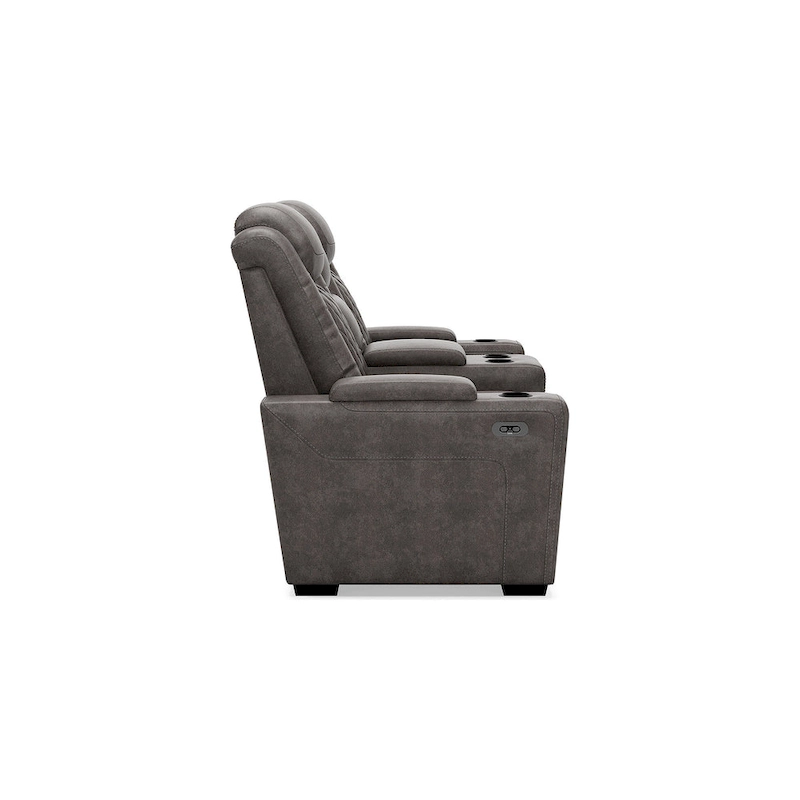 Signature Design by Ashley HyllMont Gray Power Reclining Loveseat with Console - 71.75  W x 39  D x 44  H