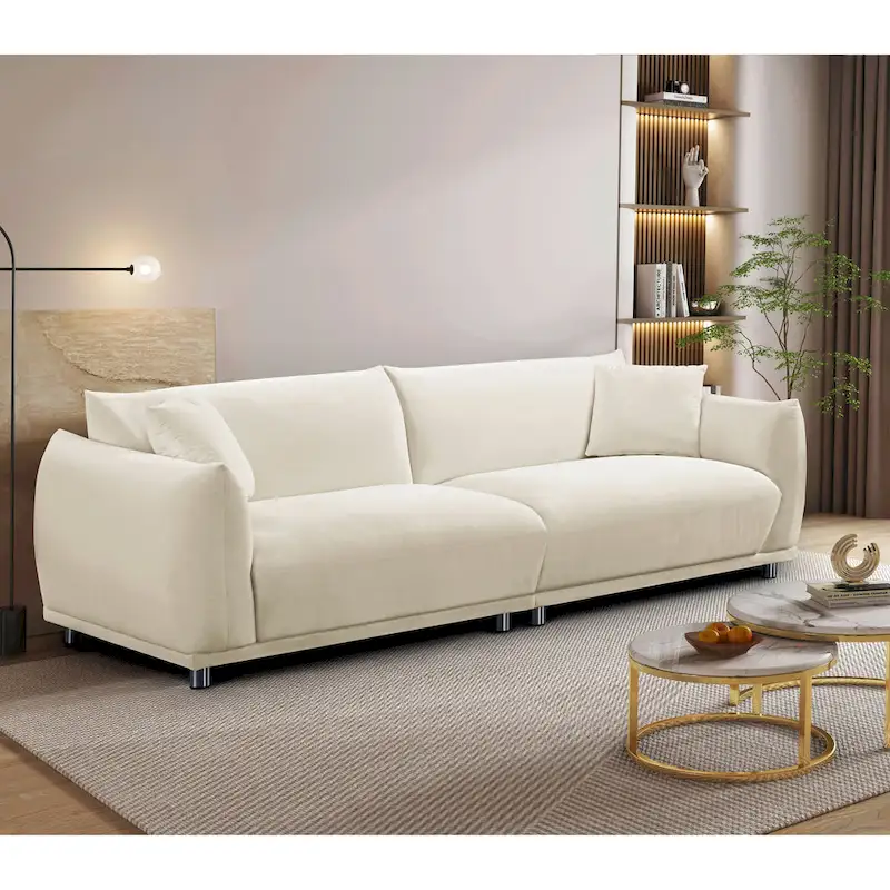 US Pride Furniture 88.2 W Metal Legs Velvet Fabirc Sofa