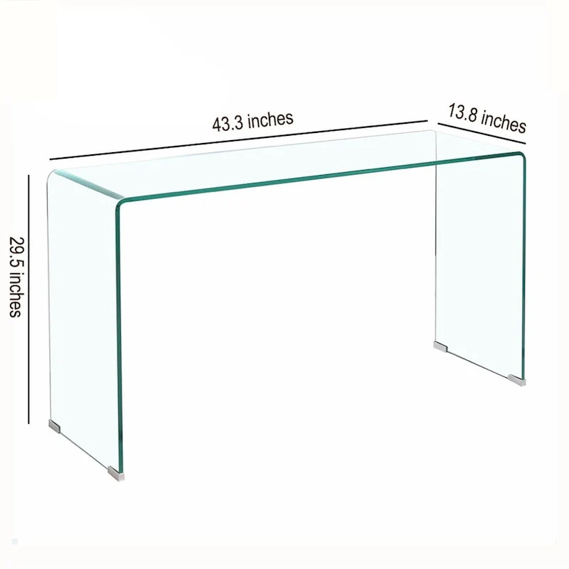 Glass Console Table, Transparent Tempered Glass Console Table