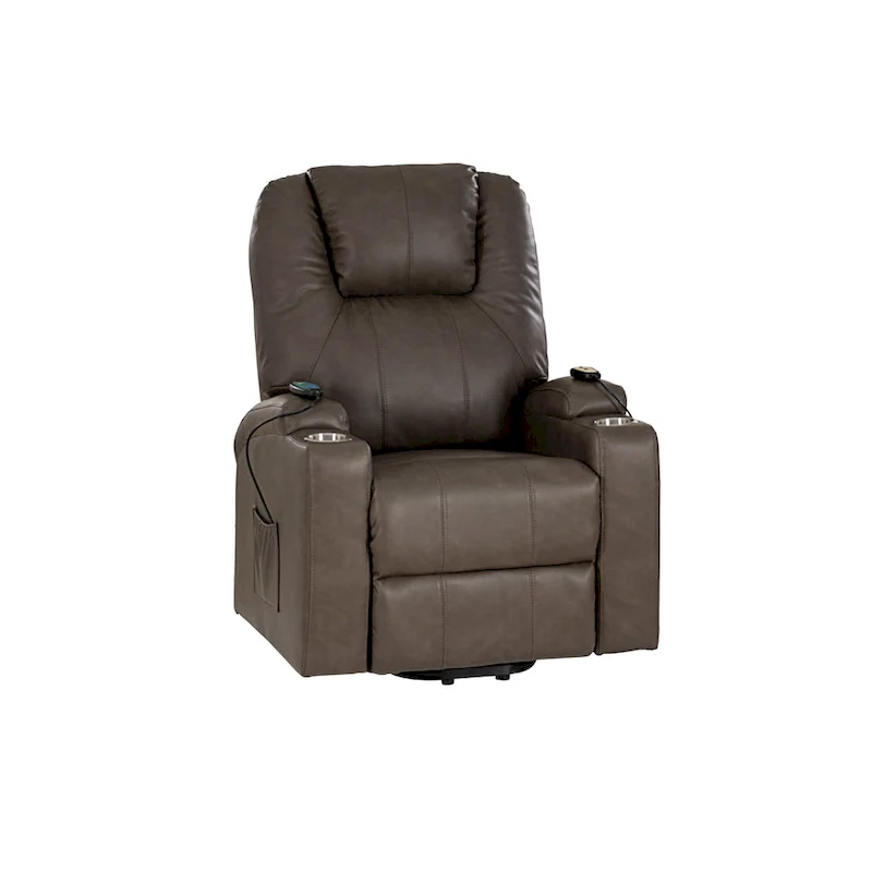 Gilbert Mushroom Faux Leather Power Lift Massage Recliner