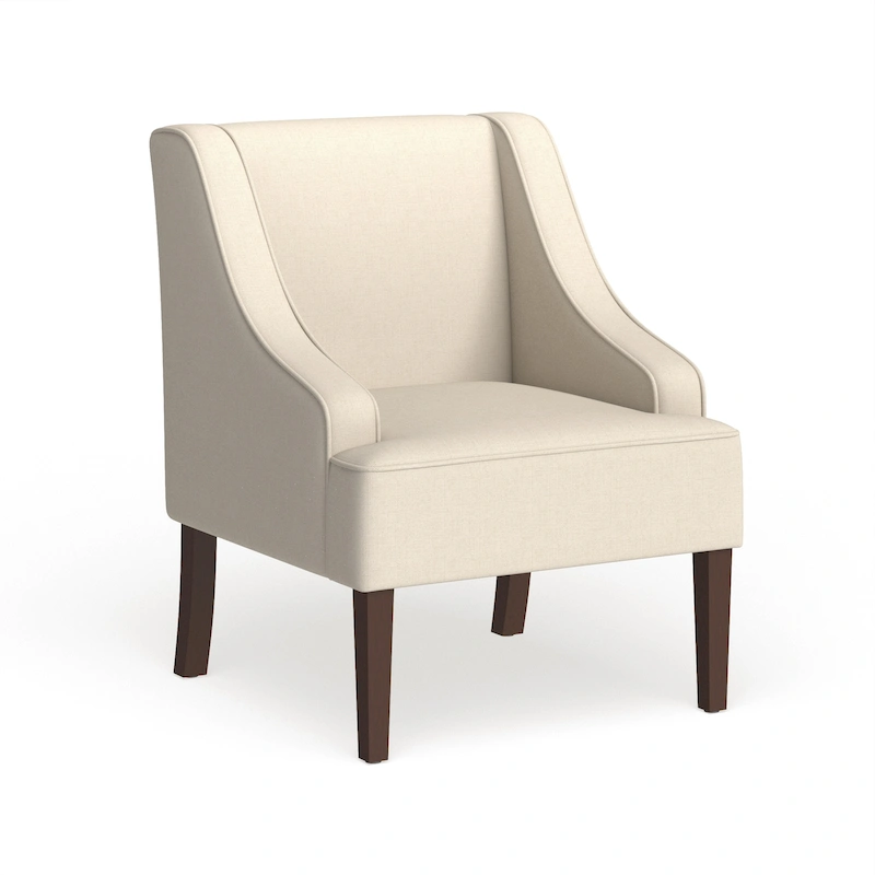Porch & Den Lyric Cream Swoop Arm Accent Chair