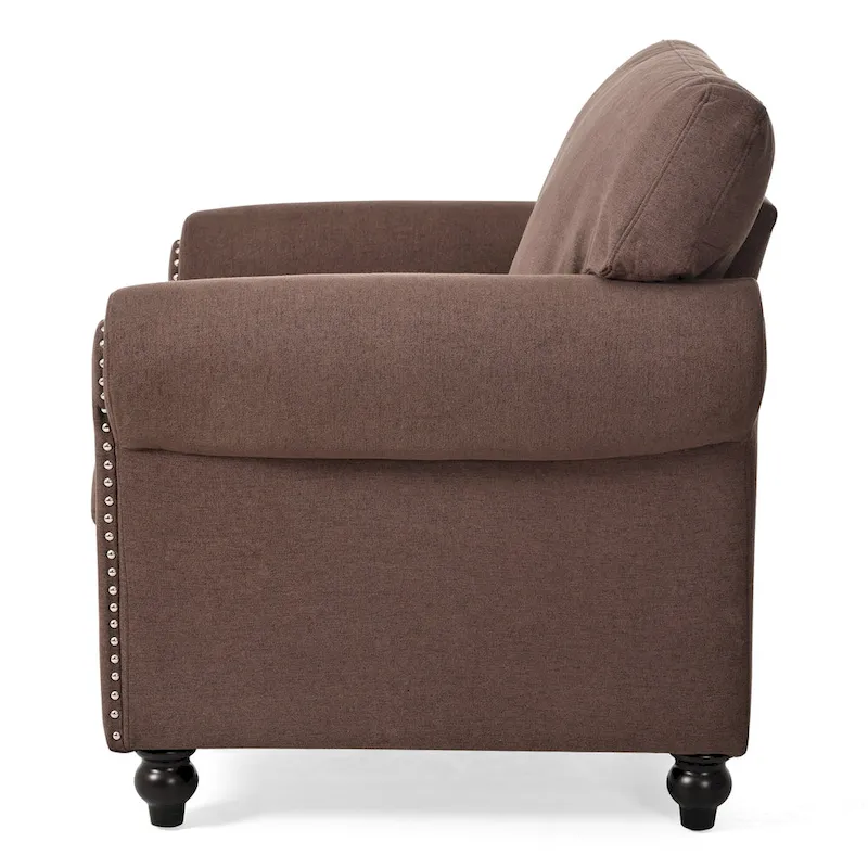 Brown 37.4 Accent Chair with Nailheads