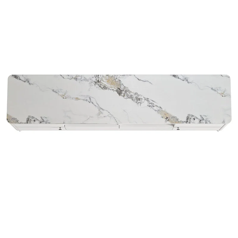 Stylish 70-Inch TV Stand with Marble-Printed Top - 70 in Width