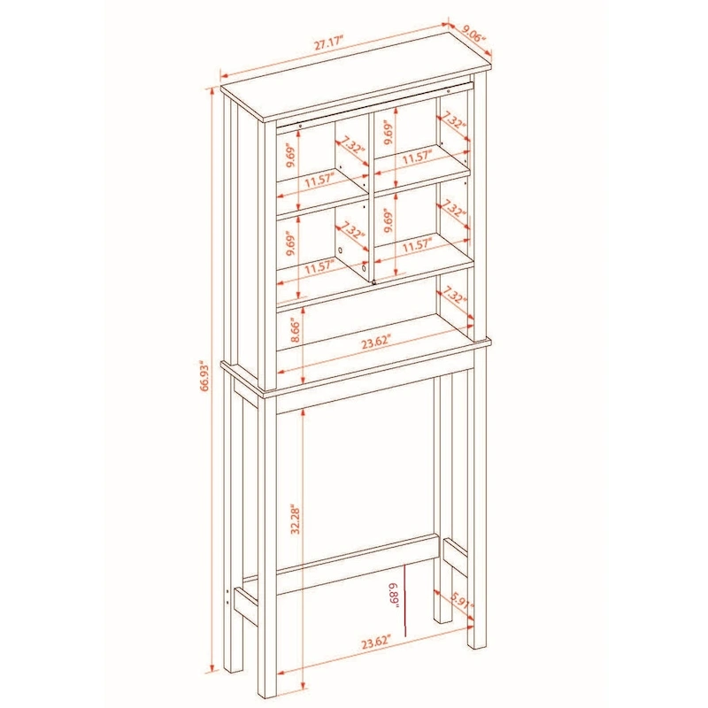 Farmhouse White MDF Wood Over-the-Toilet Space Saver Bathroom Cabinet