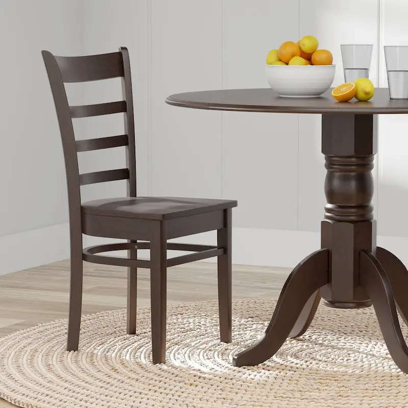 5-Piece Dining Set, 42 Round Drop-Leaf Table and Slat Back Chairs